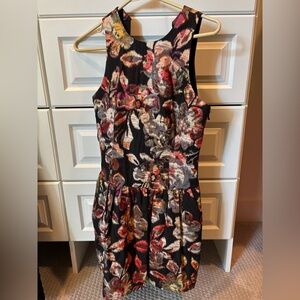 Anthropologie Leifsdottir Black and Red Floral Midi Dress